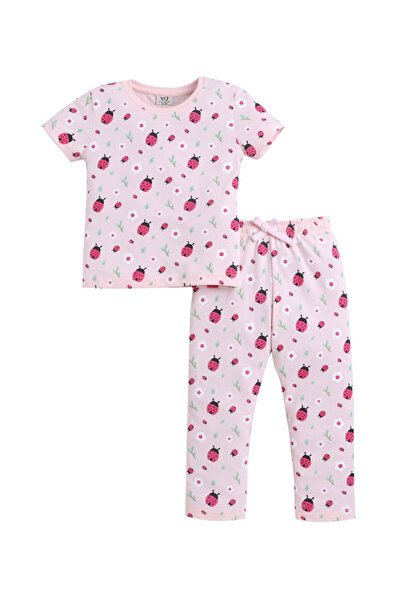 Victor and Jane Girls Strawberry Print Cotton Pajama Set – T-Shirt & Full Pan...