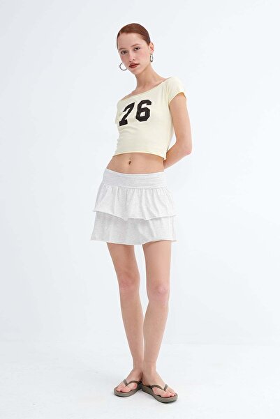 Addax Elastic Waist Ruffled Mini Skirt E1555-K3