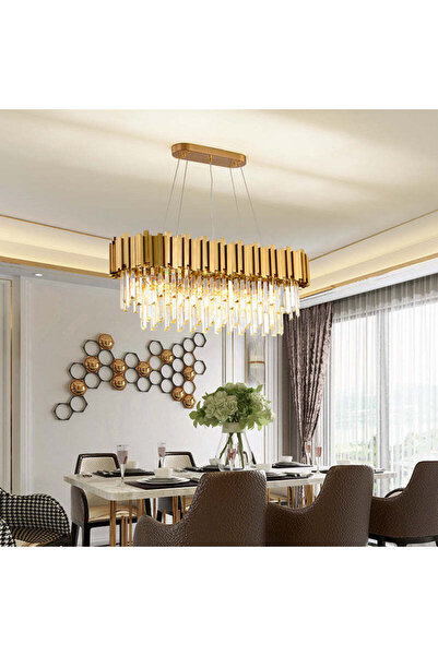 RFAN Candelabru, Model WL339/800*300, Textură de cristal, Metal, 8 x E27, Auriu