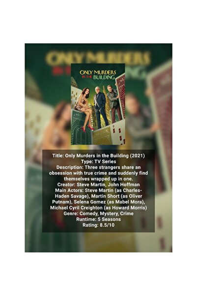 OEM Infographic Poster Only Murders in the Building, Detailed Design, Premium...