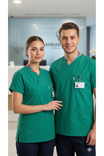 temex MEDİKAL ÜNİFORMA YEŞİL TEK ÜST ZARF YAKA SCRUBS HEMŞİRE DOKTOR FORMASI ...
