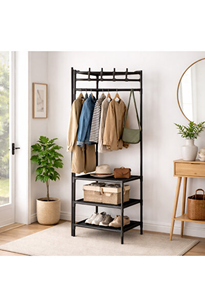 MODALITE Suport de colt, Tip cuier pentru haine, 4 carlige, Organizator metal...