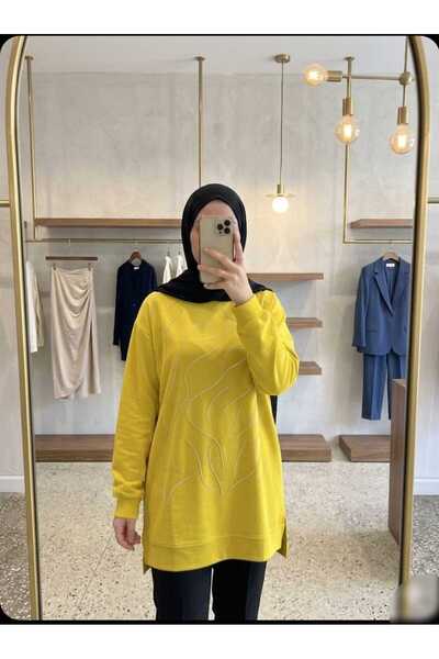 Azram Fashion Kadın taş baskılı tesettür tunik