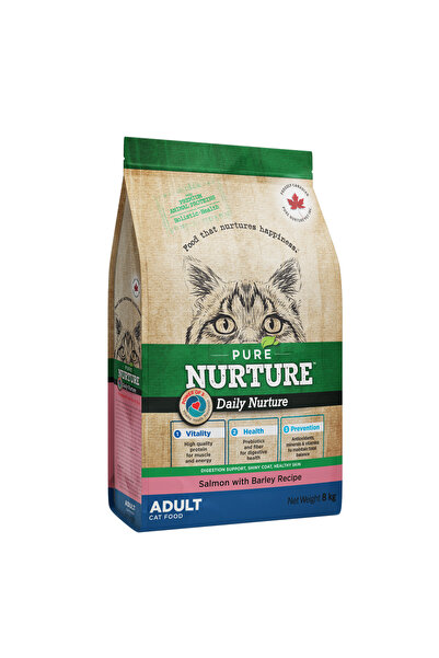 Pure Nurture Hrana pentru pisici adulte Pure Nurture, cu orz si somon, 8kg