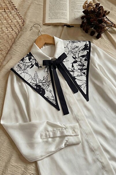 InStyle Με σχέδιο Ασπρόμαυρο σατέν γιακάκι