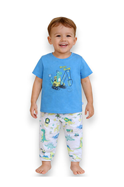 Victor and Jane Infant Boys Dinosaur Construction Print Cotton Pajama Set – T...