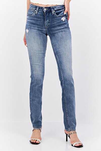 Silver Jeans Co. Women Regular Fit Mid Waist Rip Stretchable Denim, Blue