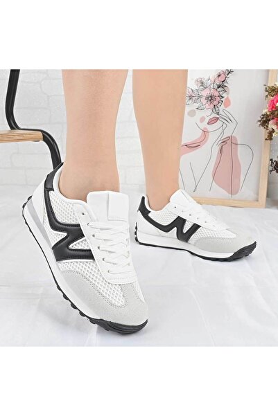 Tmall Pantofi sport pentru femei, din material textil, D1497, alb cu negru