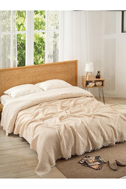 Peshtemalsan MÜSLİN YATAK ÖRTÜSÜ 4 Katlı Muslin %100 Pamuk Çift Kişillik Yata...