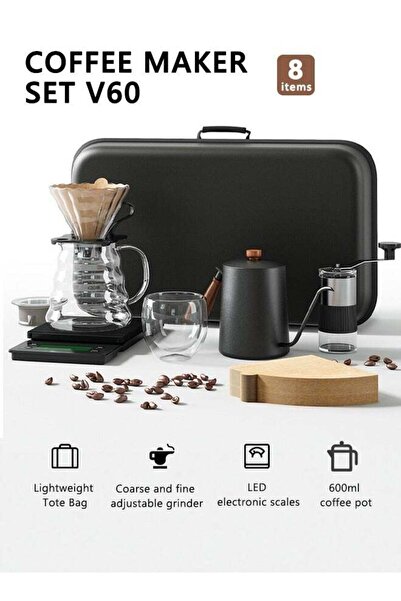 Arabest 8-Piece V60 Coffee Maker Set, Manual Drip Coffee Tools with Travel Ba...