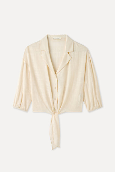 Mudo V Neck 3/4 Sleeves Cropped Bluz