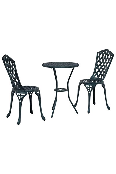 vidaxl Set Bistro de Grădină 3 pcs Verde Aluminiu