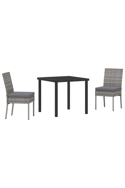 vidaxl Set de masă pentru grădină 3 pcs Gri Oțel vopsit electrostatic