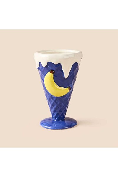 Evidea Kitchen Muz Desenli Seramik Dondurmalık - Mavi