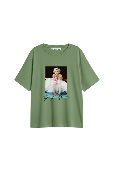 CİNEMA MODA Tricou verde pentru femei Marilyn Monroe's Beauty cu imprimeu cu ...