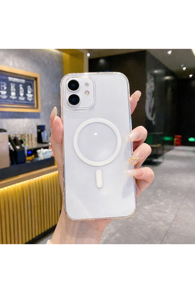 FABRON İphone 11 Kılıf Kablosuz Gerçek MagSafe Destekli Sert Şeffaf Kapak Sararmaz Hoparlör Filtreli