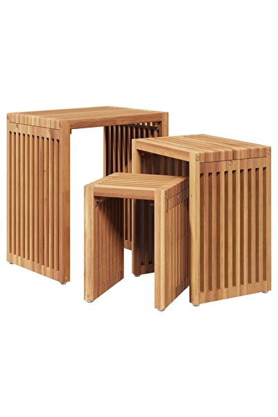 vidaxl Masă laterală pentru grădină 3 pcs Maro 33 x 44,5 x 51 cm