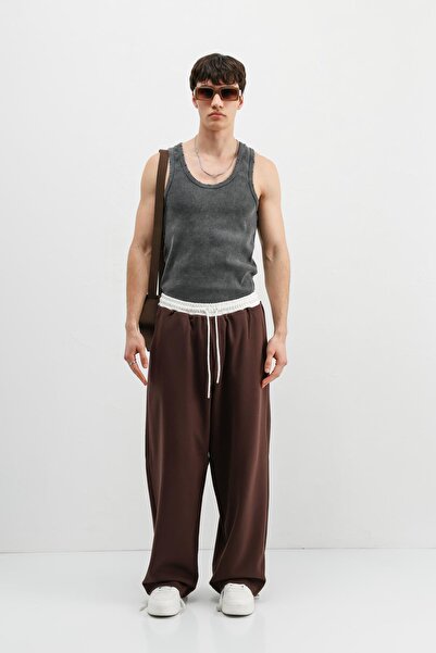 VAMOSCLO Baggy Fit Sweatpants Brown