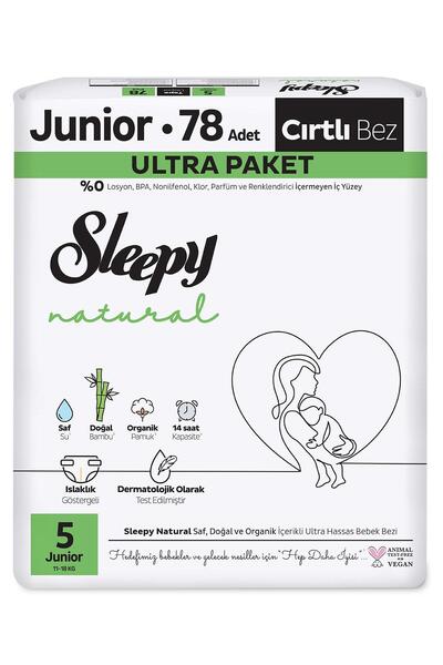 Sleepy حفاضات أطفال مقاس طبيعي: 5 (11-18 كجم) جونيور 78 قطعة الترا باك