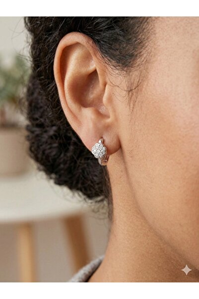 ESRADA 3S a Meeting of Elegance and Steel: Minimalist Hoop Earrings with Ston...