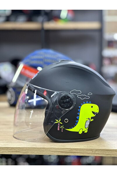 OEM motorsiklet çocuk kaskı yarım kask standart siyah