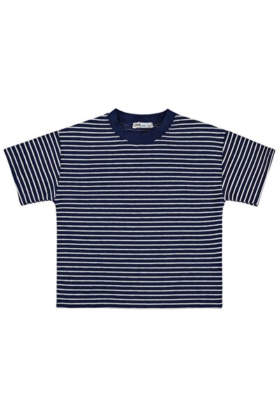 Civil Boys Embossed Striped T-Shirt for 2-5 Years Old - Navy Blue 5-6 Years Old