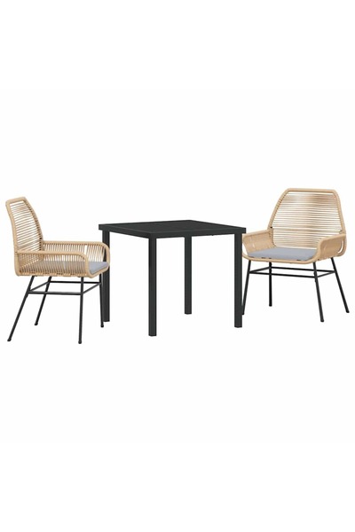 vidaxl Set de masă pentru grădină cu pernă 3 pcs Maro poliratan