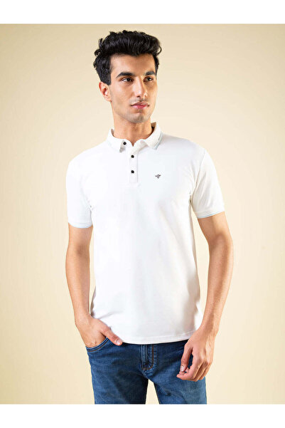 STATUS QUO Solid White Tipping Collar Polo T-shirt