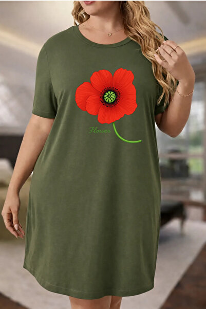 HOFFNUNG Tricou unisex cu mânecă scurtă, guler rotund, cu floare roșie, culoa...