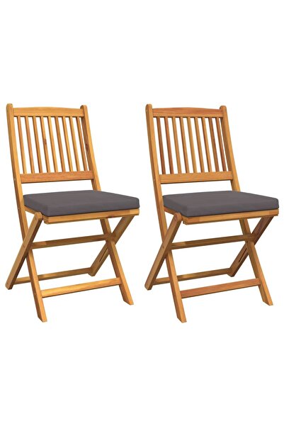 vidaxl Scaun pliant cu pernă 2 pcs Maro Lemn masiv de acacia