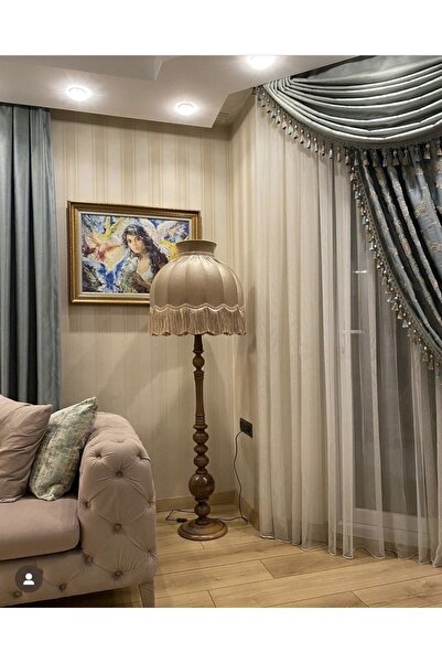 Empressco Ayışığı Abajur Vizon Rengi Şapka Ve Ahşap Ayak