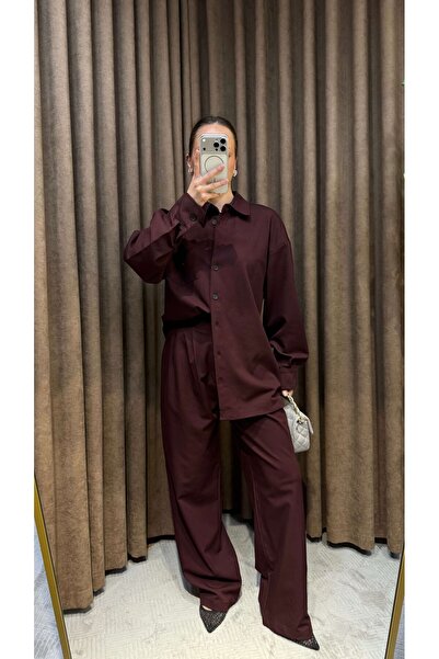 Maysa Premium Fabric Shirt Suit - Mulled