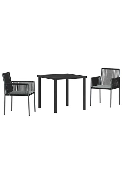 vidaxl Set de masă pentru grădină 3 pcs Negru Ratan PE