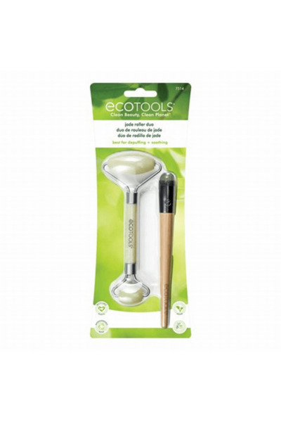 Ecotools مجموعة مدلكة الوجه ذات الأسطوانة المزدوجة مع حجر اليشم الأخضر - قطعتان