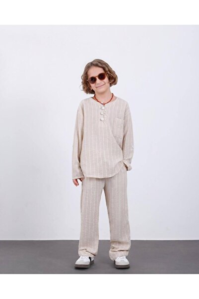 WİKİBOOM Set din două piese pentru băieți in cu dungi – Combinație elegantă ș...