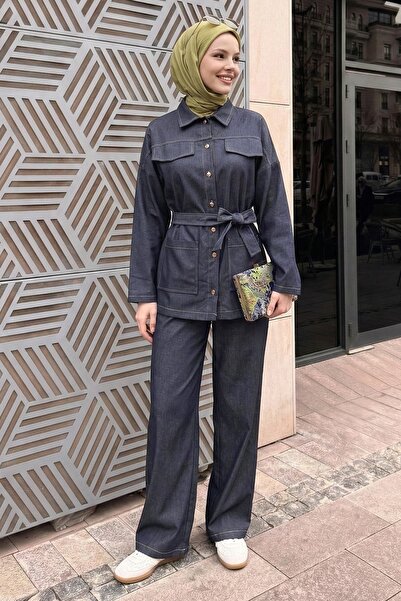 InStyle Sewing and Pocket Detail Double Blue Sets