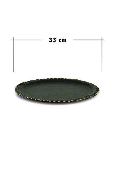 GRAND CAM 33 cm Leather Round Serving Tray