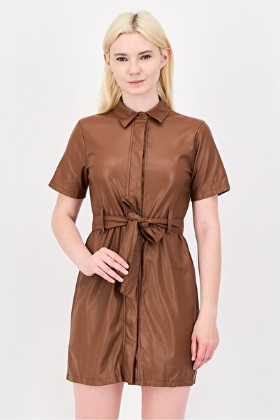 Koton Women Plain Mini Dress, Brown