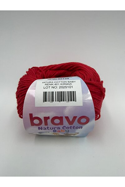 Bravo Natura Cotton Baby Kırmızı 401 %100 Pamuk Koton Bebek ve Amigurumi Punc...