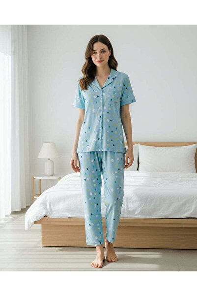 REDTAG Women Assorted Printed Short Sleeve V Neck Pyjama Set
