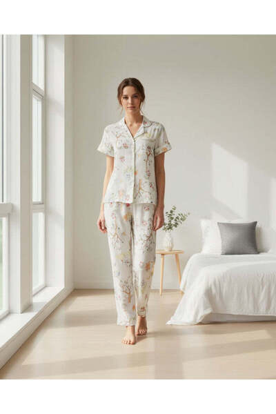 REDTAG طقم بيجاما بامبو مطبوع متنوع بأكمام قصيرة وياقة من الخيزران