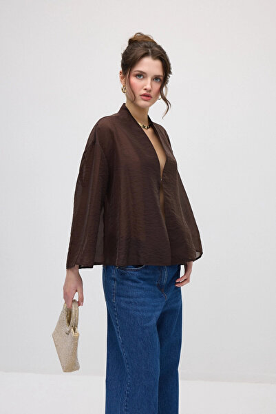 Gusto Agrafl Organza Jacket - Brown