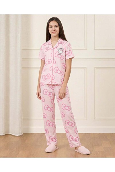 REDTAG Senior Girls Pink 2 Piece Printed Pyjama Set