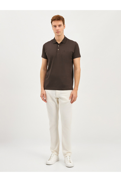 Karaca Kahve T-Shirt-Polo Yaka Tişört