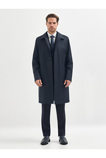 Karaca Lacivert Yün Karışımlı Trençkot