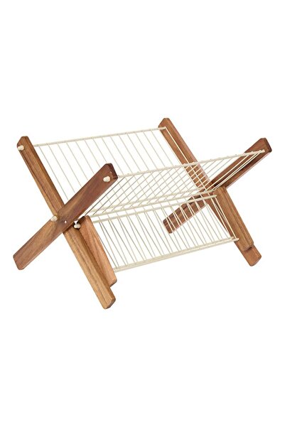 5FIVE Premium Foldable Dish Drainer – Beige, 2 Tiers, Kitchen Organizer