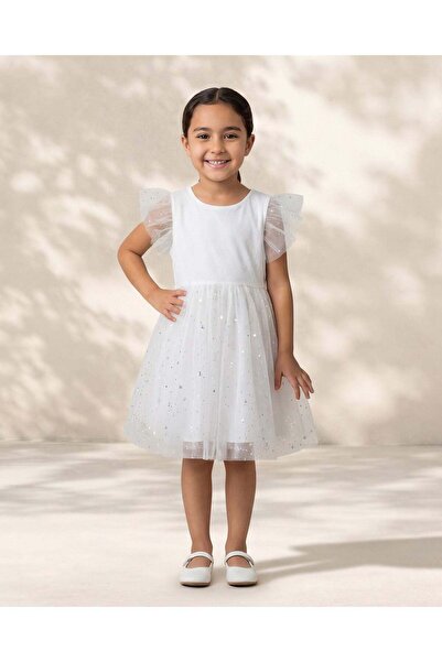 REDTAG Girls White Party Tulle Dress