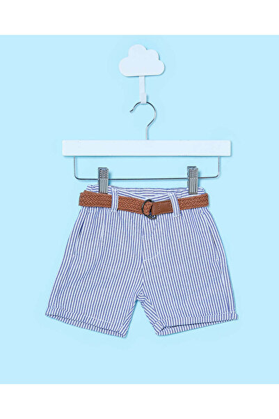 REDTAG Infant Boys Blue Dobby Belted Trouser Shorts