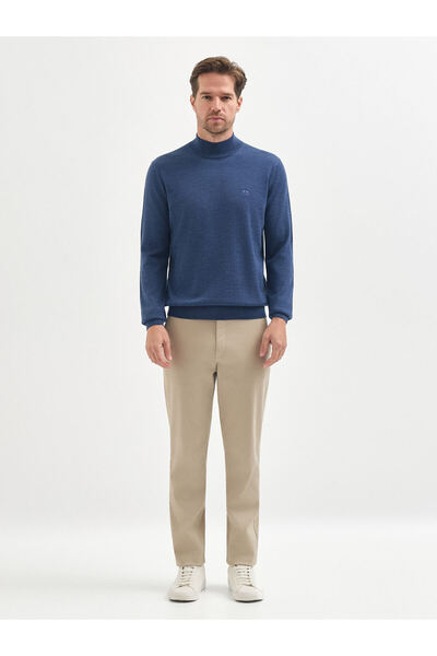 Karaca İndigo Yün Karışımlı Yarım Balıkçı Yaka Triko Kazak