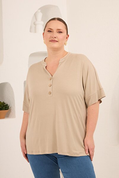 RMG بلوزة هاكيم ياكا كبيرة الحجم بأزرار من فرو المنك